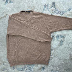 Cashmere sweater (V-neck) large, brown/tan